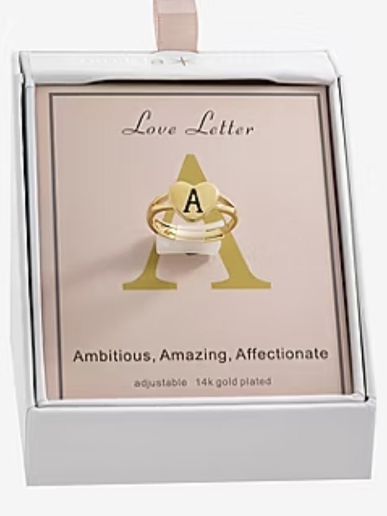 Jewelry - NEW Love Letter Gold-Plated 'A' Initial Ring - Adjustable Women’s Jewelry